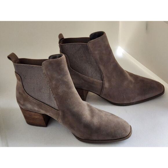 BOOTS/SHOES-ANKLE-Anne Klein-iFlex-Slip On-Parson-Tan Suede-Block Heel-Size 7M - Picture 12 of 16